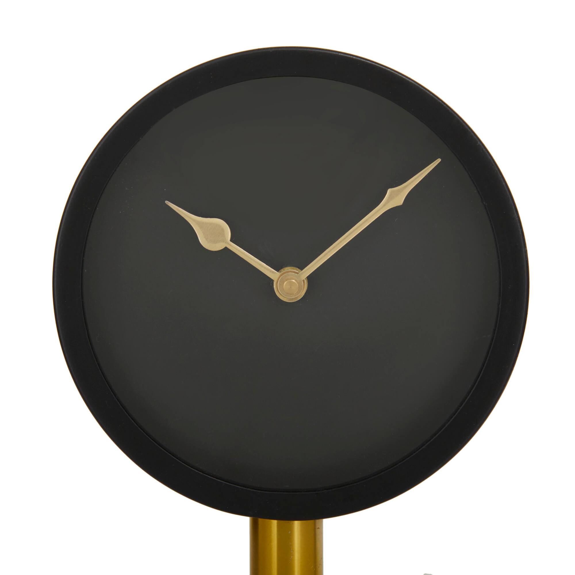 13" Black Stainless Steel Clock with Gold Stand